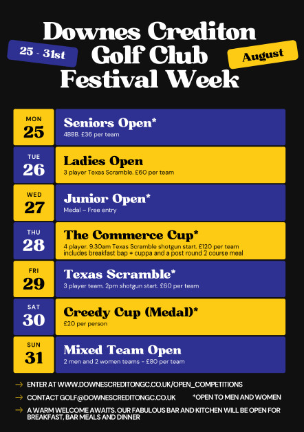 Downes Crediton Golf Club Festival Week 2025